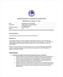 blank board of directors meeting template pdf