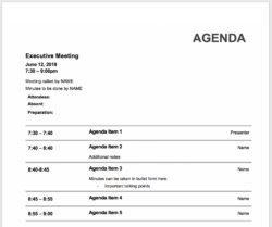 blank important sections in a meeting template