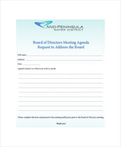 editable board of directors meeting template word