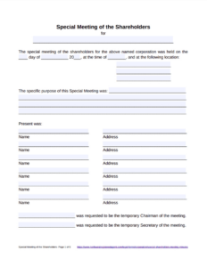 free blank annual general shareholders meeting template excel