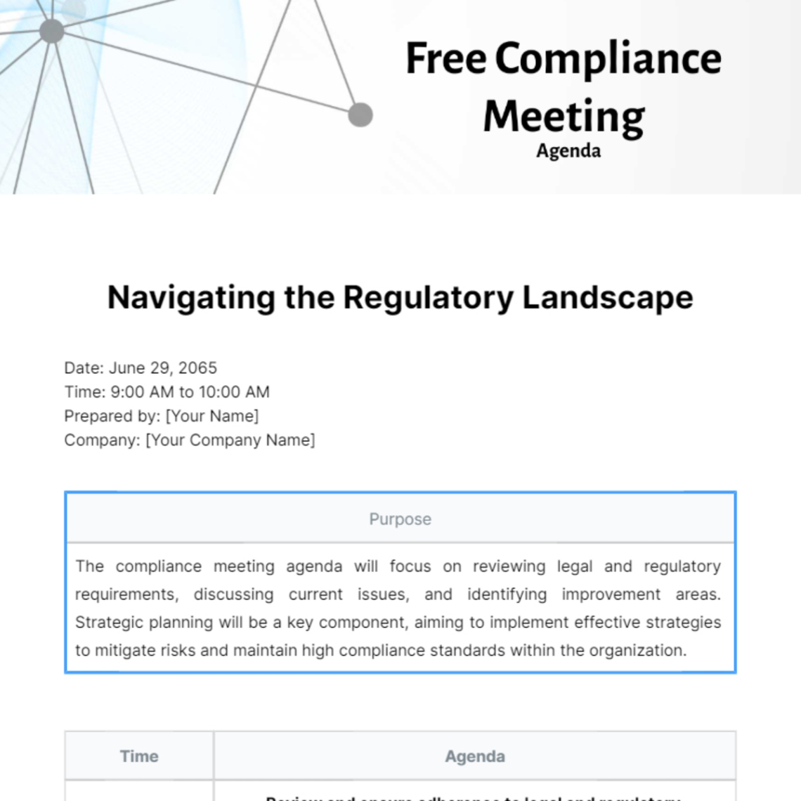 free blank health and safety compliance meeting template word