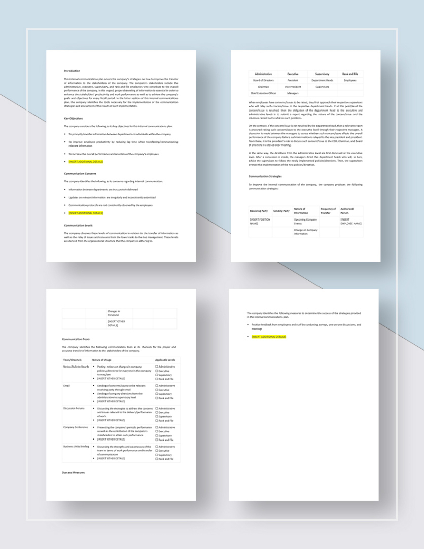 free blank internal communications strategy meeting template pdf