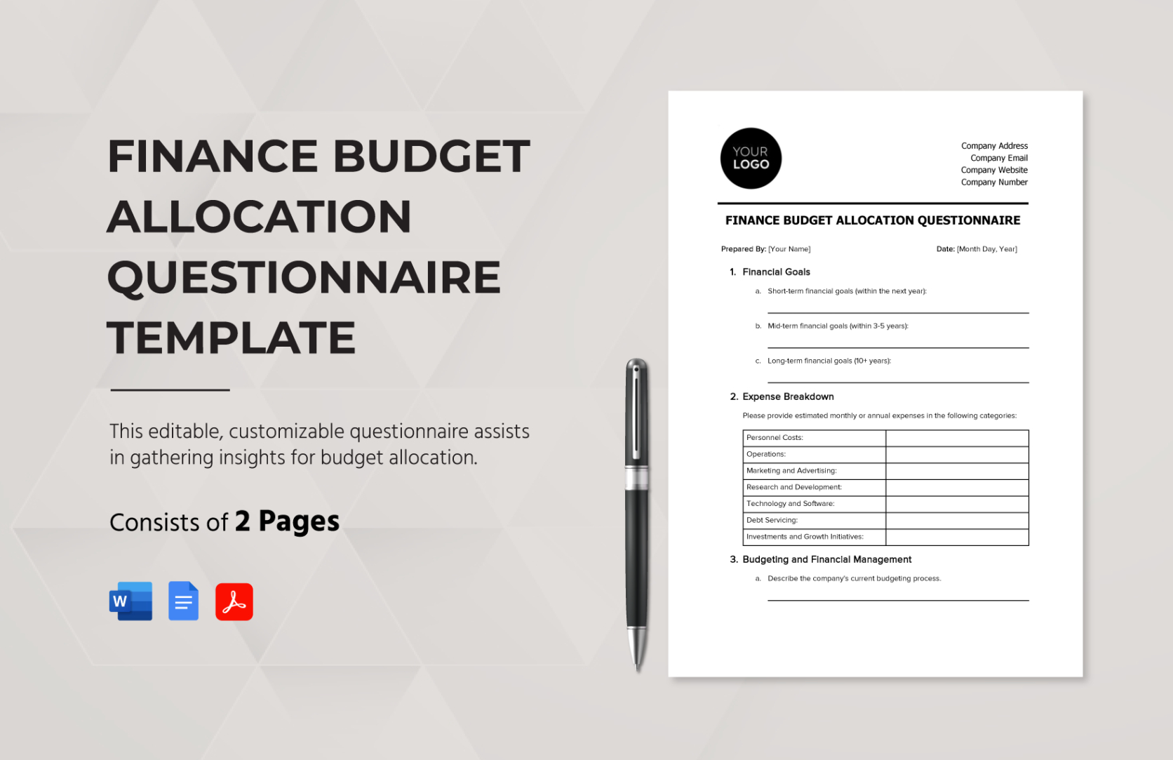 free editable budget allocation and financial planning meeting template example