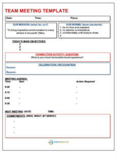 printable executive leadership team meeting template doc