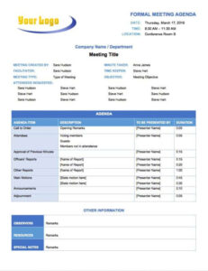 printable important sections in a meeting template