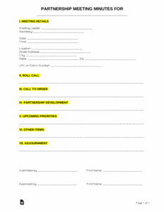 printable international partnership meeting template