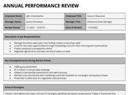 printable sales performance review meeting template sample