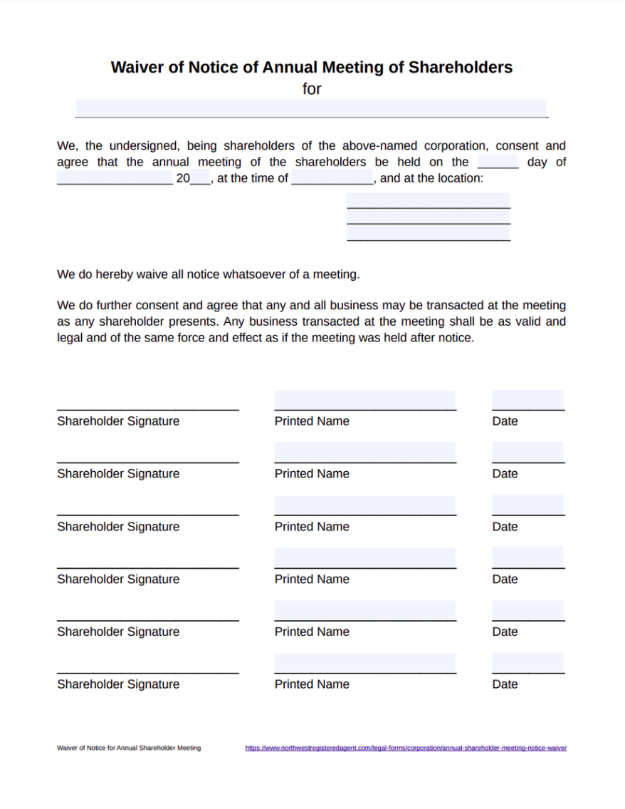 sample annual general shareholders meeting template