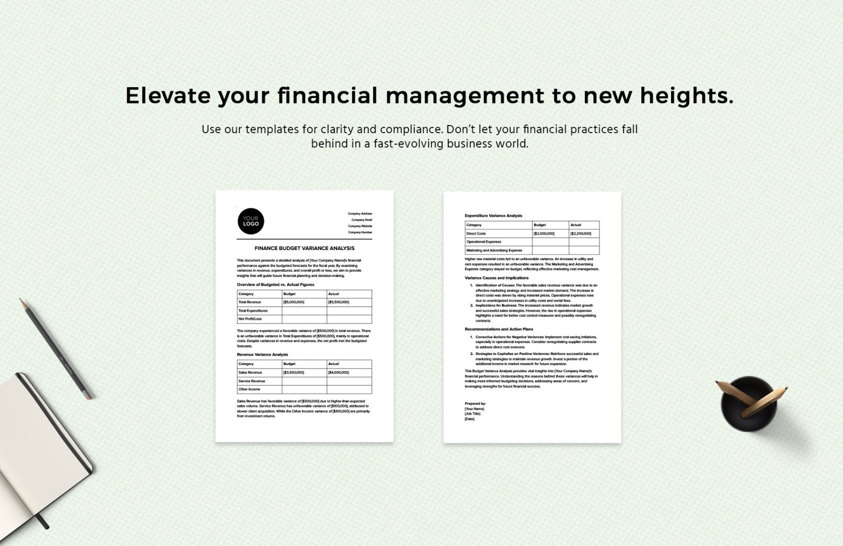 sample budget variance analysis meeting template word