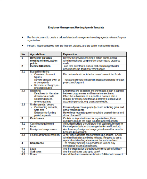 sample financial risk management meeting template doc