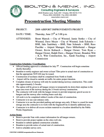 blank construction project meeting minutes template sample