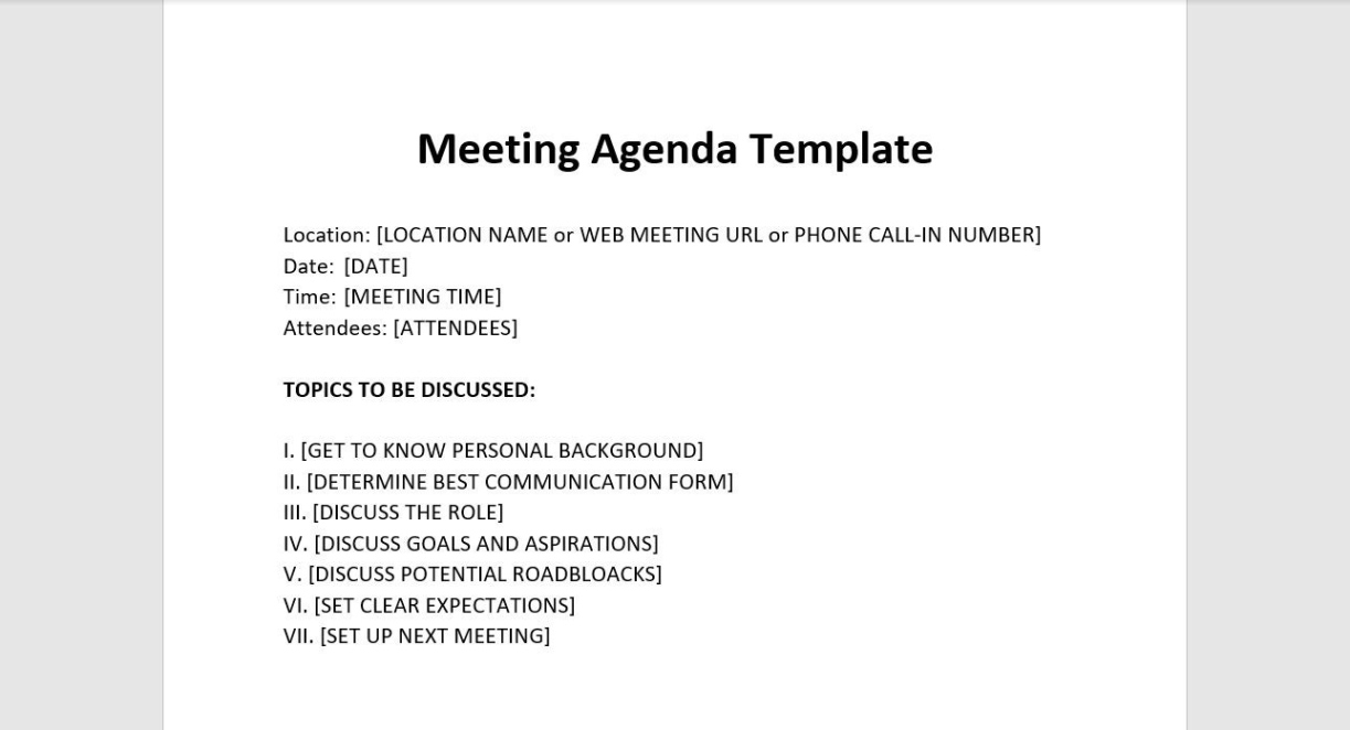 blank first one on one meeting with employee template example