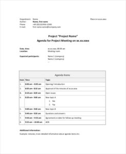 editable project team meeting minutes template