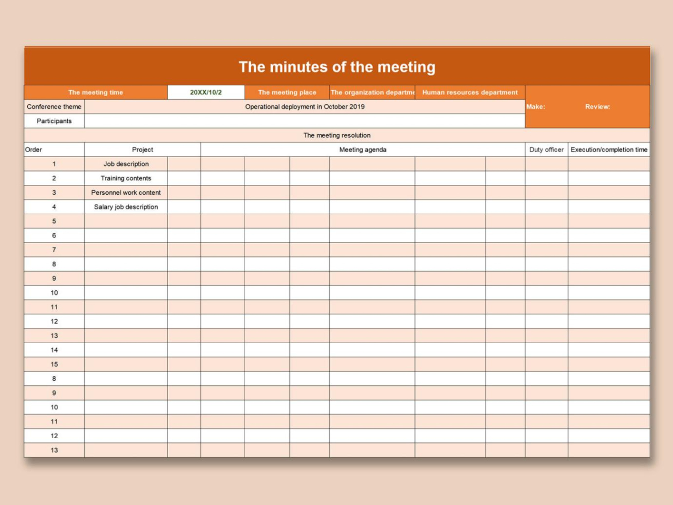 editable project team meeting minutes template sample