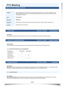 editable pta board meeting minutes template example