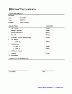 free blank food committee meeting template excel