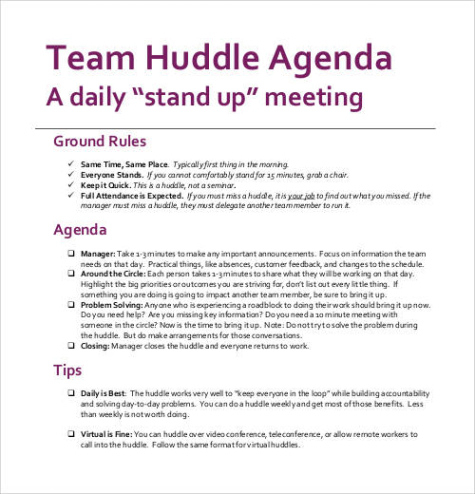 free blank weekly stand up meeting template excel