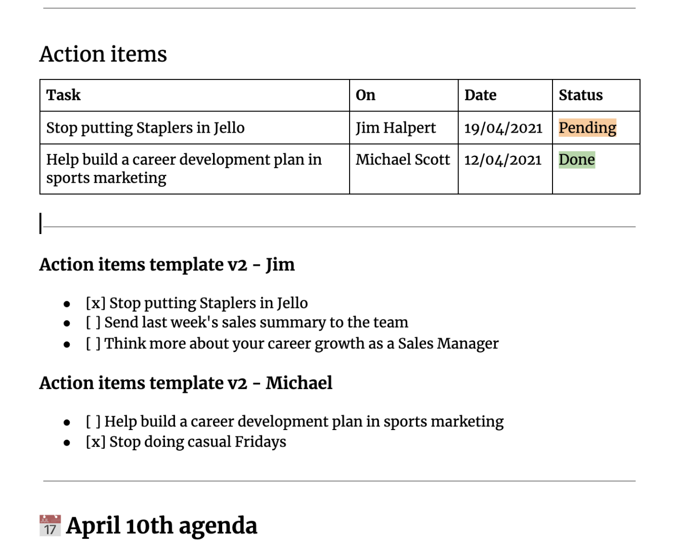 free editable monthly one on one meeting template doc