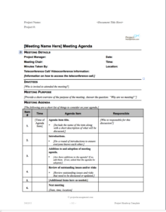 free editable project manager meeting minutes template word