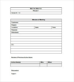 free printable construction project meeting minutes template excel