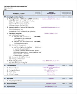 free printable executive committee meeting minutes template word