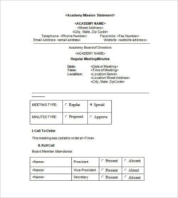 free printable formal board meeting minutes template sample