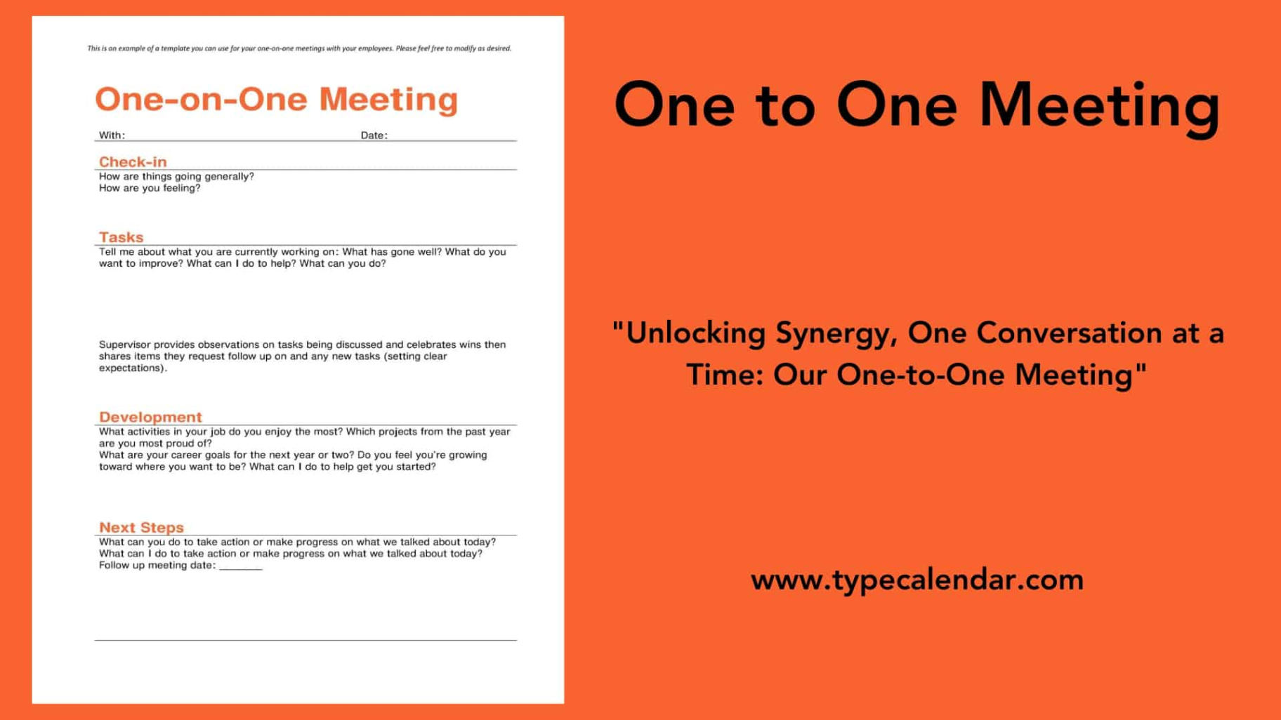 free printable manager employee one on one meeting template excel