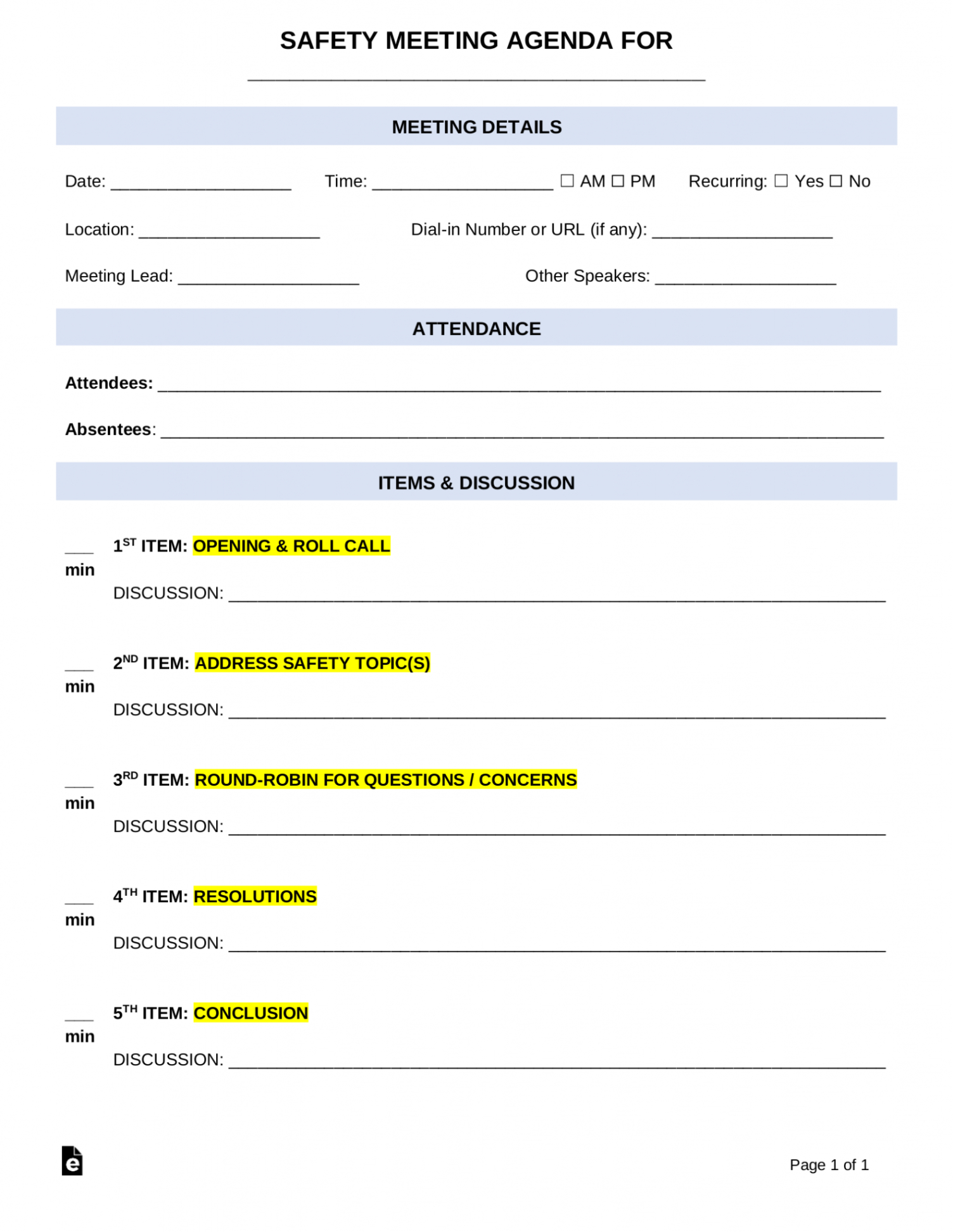 free printable nursing home stand up meeting template