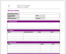 free printable project team meeting minutes template