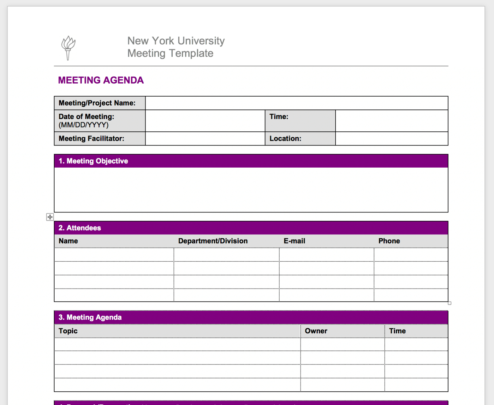 free printable project team meeting minutes template