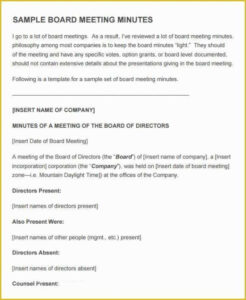 free sample first board of directors meeting minutes template word