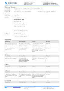 free sample project management meeting minutes template word