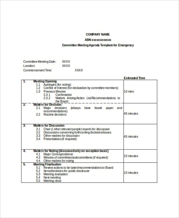 free sample steering committee meeting minutes template