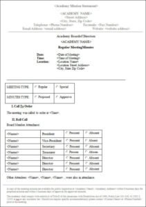 printable basic board meeting minutes template