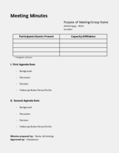 printable pto board meeting minutes template