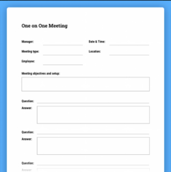 printable supervisor one on one meeting template example