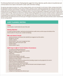 sample audit committee meeting minutes template excel