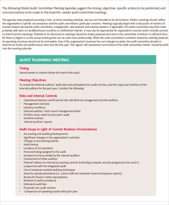 sample audit committee meeting minutes template excel