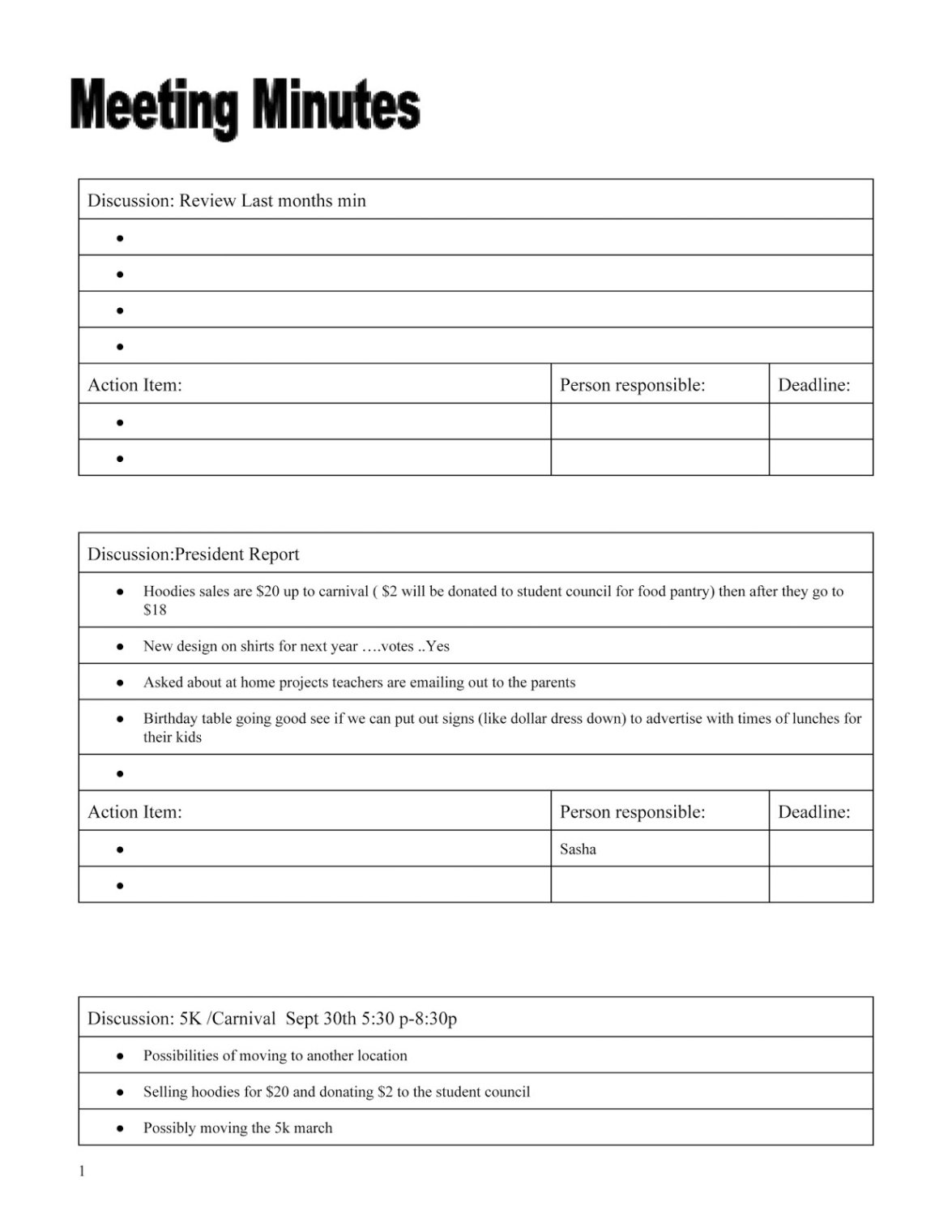 sample pto board meeting minutes template example