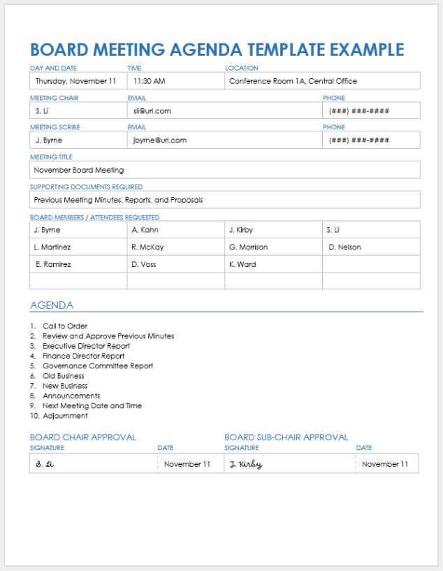 Blank Board Meeting Committee Report Template Example