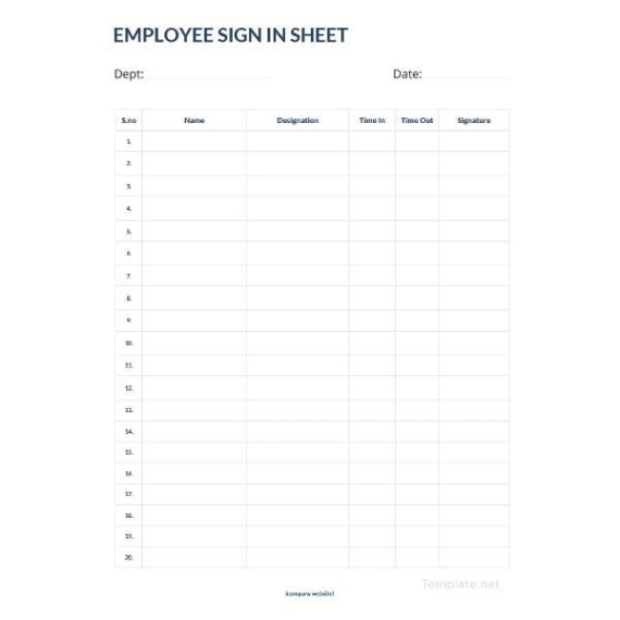 Blank Employee Meeting Sign In Sheet Template Word