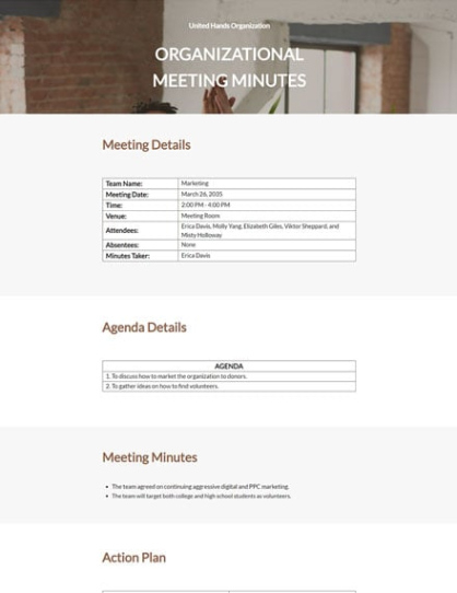 Blank First Meeting Minutes Nonprofit Template Doc