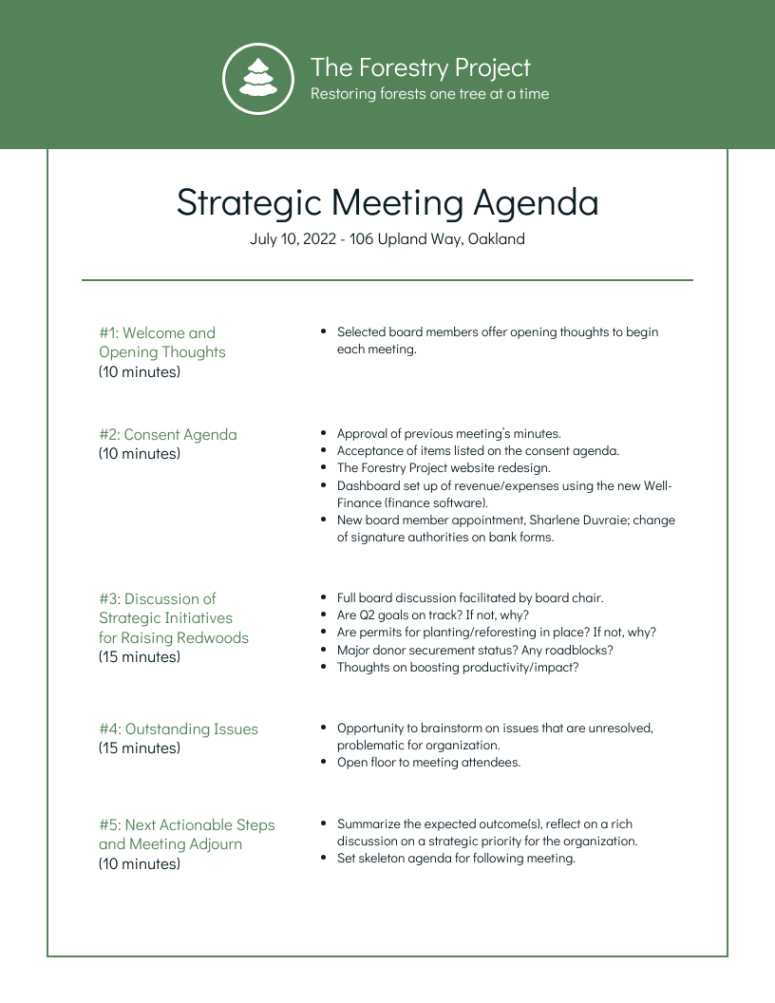 Blank Nonprofit Organization Board Meeting Minutes Template Example