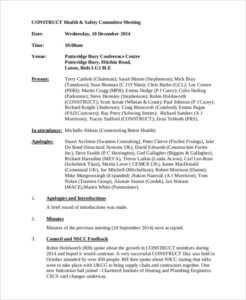 Blank Ohs Committee Meeting Minutes Template Pdf