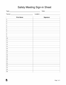 Editable Employee Meeting Sign In Sheet Template