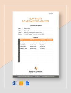 Editable Nonprofit Organization Board Meeting Minutes Template Pdf