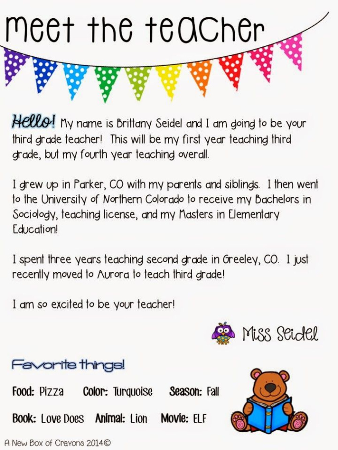 Editable Preschool Meet The Teacher Template Sample