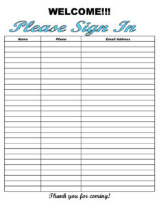 Editable Pto Meeting Sign In Sheet Template Example