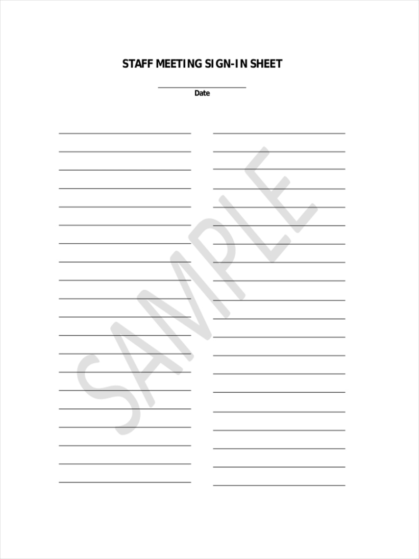 Editable Staff Meeting Sign In Sheet Template Excel