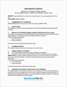 Free Blank Body Corporate Meeting Minutes Template Doc